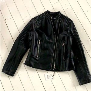 Zara Black Vegan Leather Moto Jacket